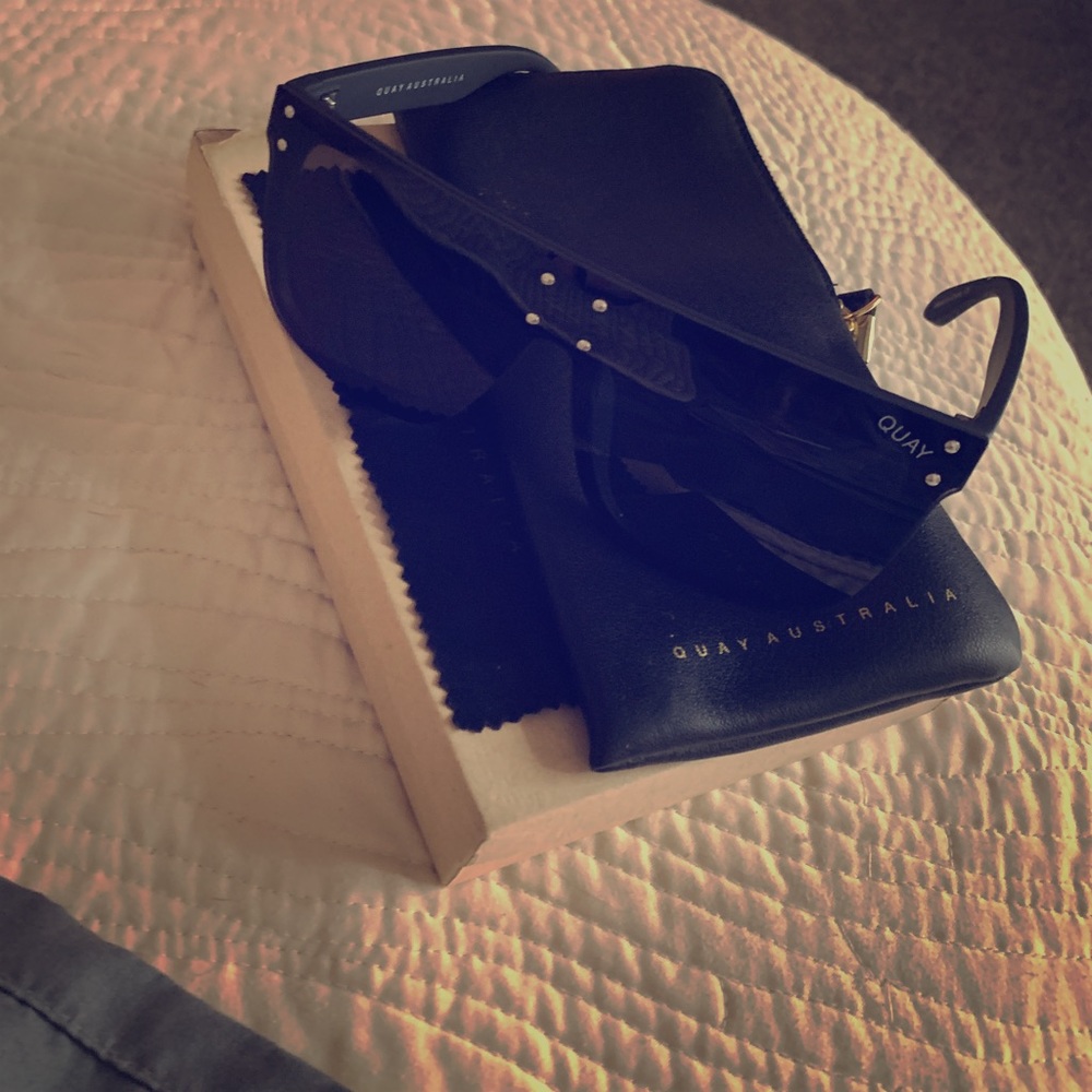 Unisex black shield sunglasses.